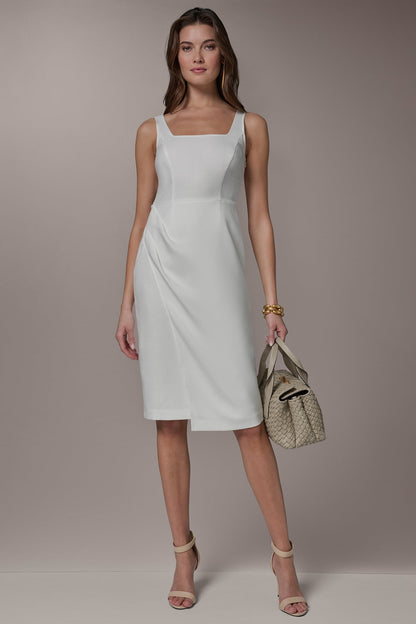 Donna Karan TENCEL WRAP-EFFECT MIDI SHEATH DRESS