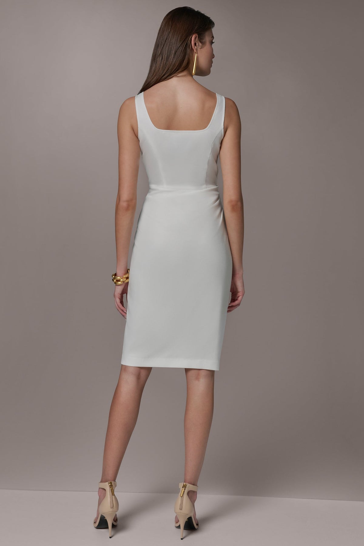 Donna Karan TENCEL WRAP-EFFECT MIDI SHEATH DRESS
