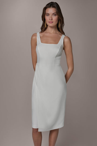 Donna Karan TENCEL WRAP-EFFECT MIDI SHEATH DRESS