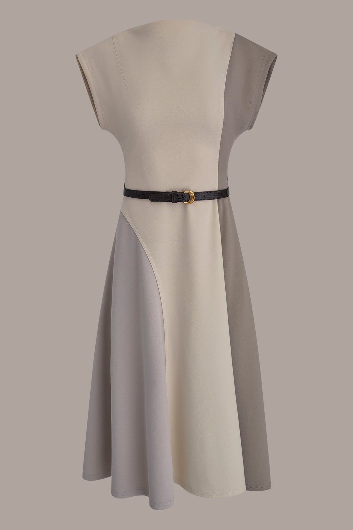 Donna Karan CAP SLEEVE COLOR-BLOCK MIDI DRESS