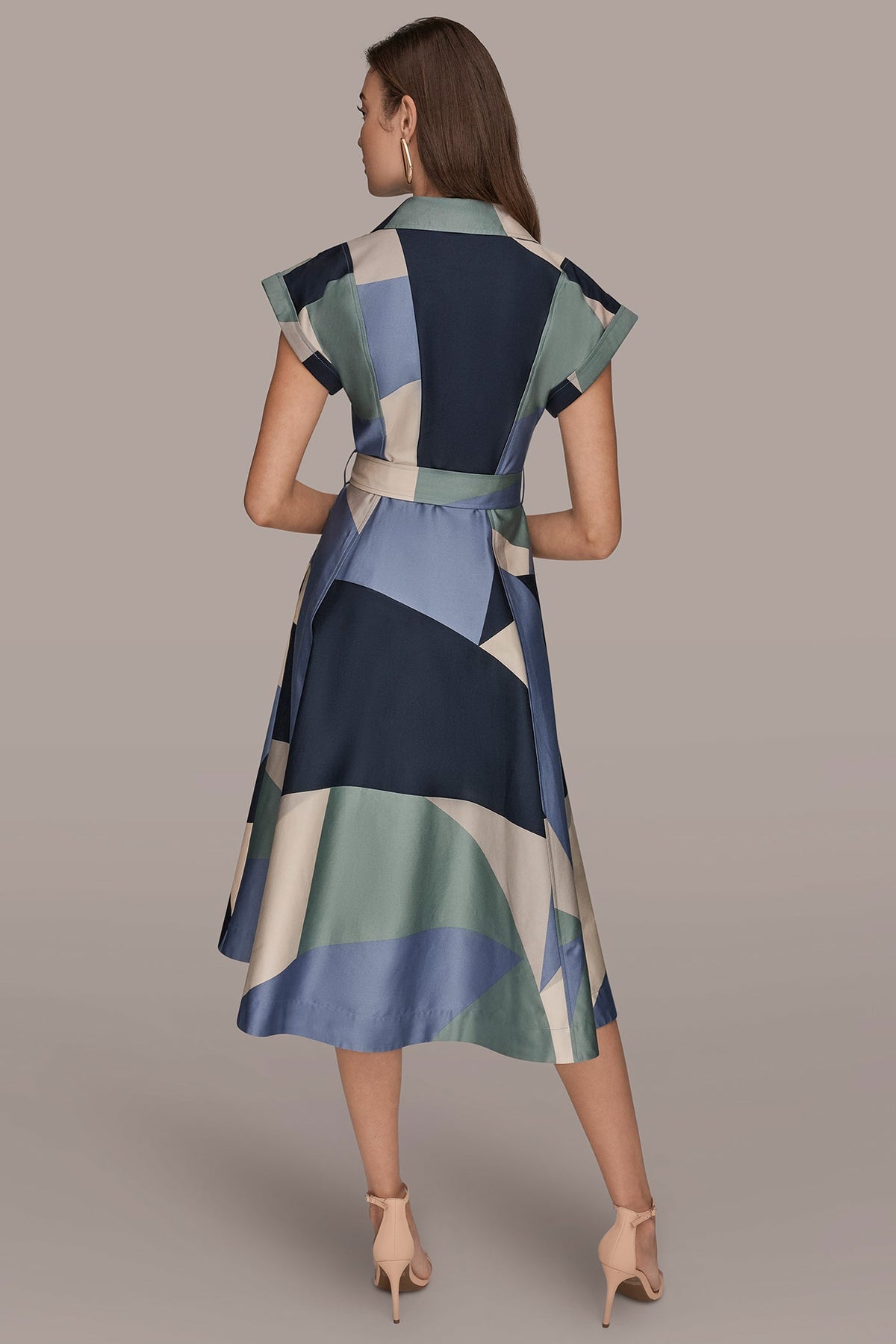 Donna Karan COTTON PRINTED MIDI SHIRT DRESS