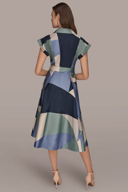 Donna Karan COTTON PRINTED MIDI SHIRT DRESS