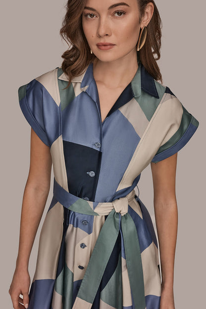 Donna Karan COTTON PRINTED MIDI SHIRT DRESS