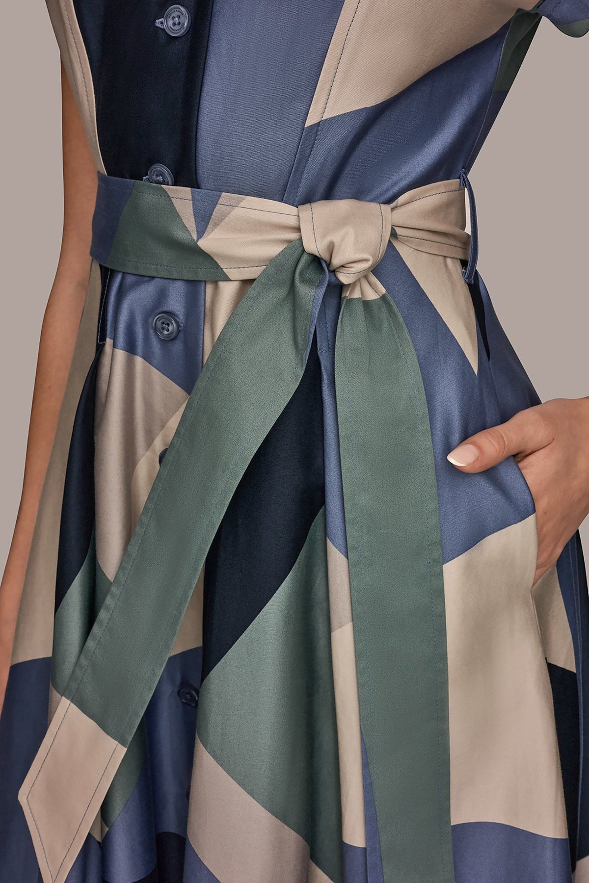 Donna Karan COTTON PRINTED MIDI SHIRT DRESS