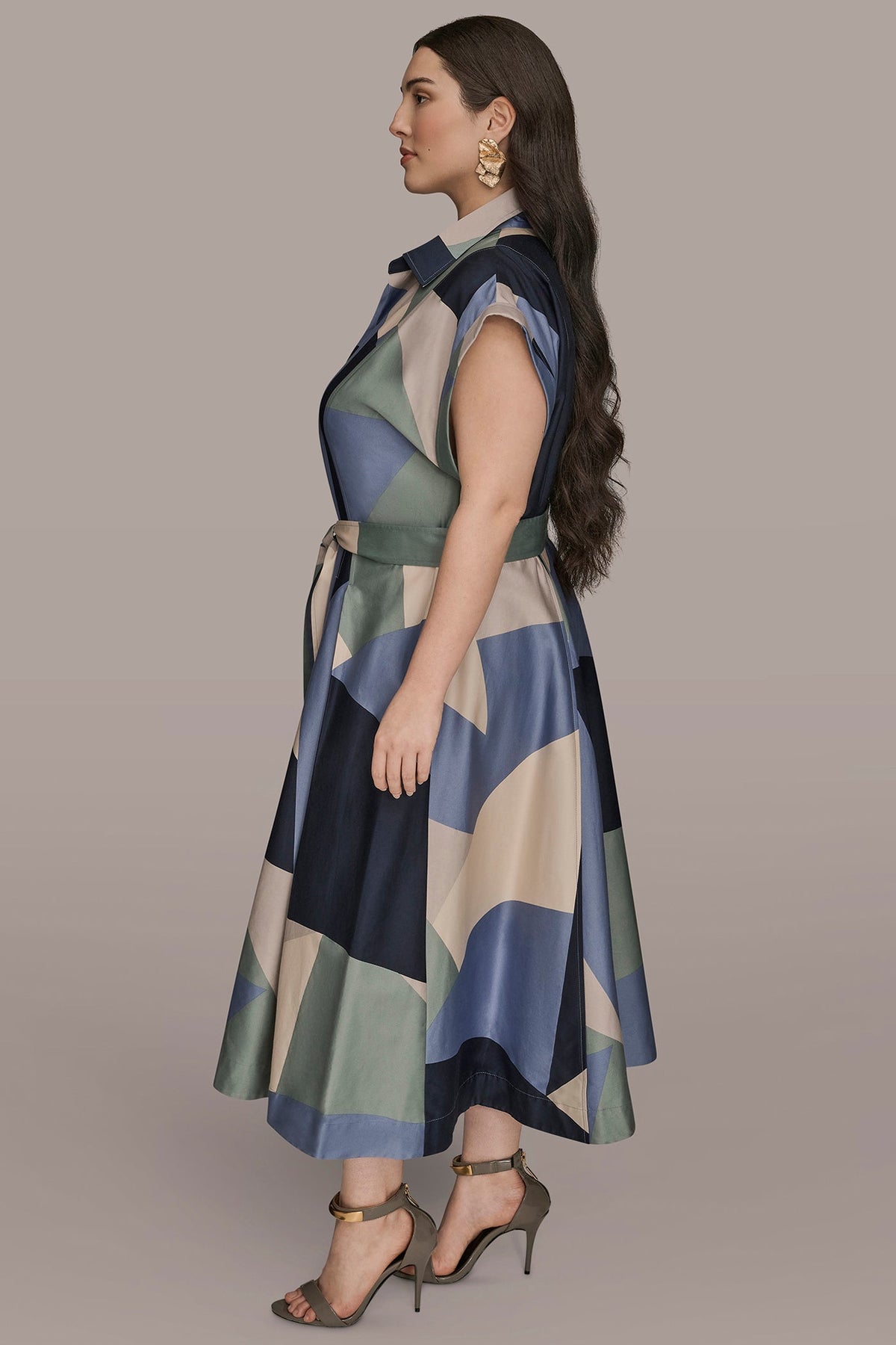 Donna Karan COTTON PRINTED MIDI SHIRT DRESS