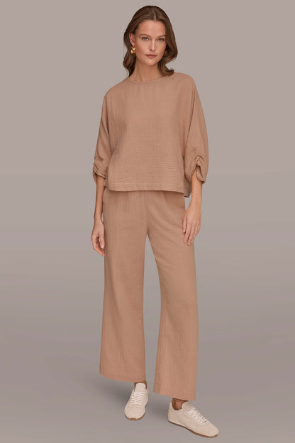 Donna Karan 3/4 SLEEVE TWIST CUFF BLOUSE