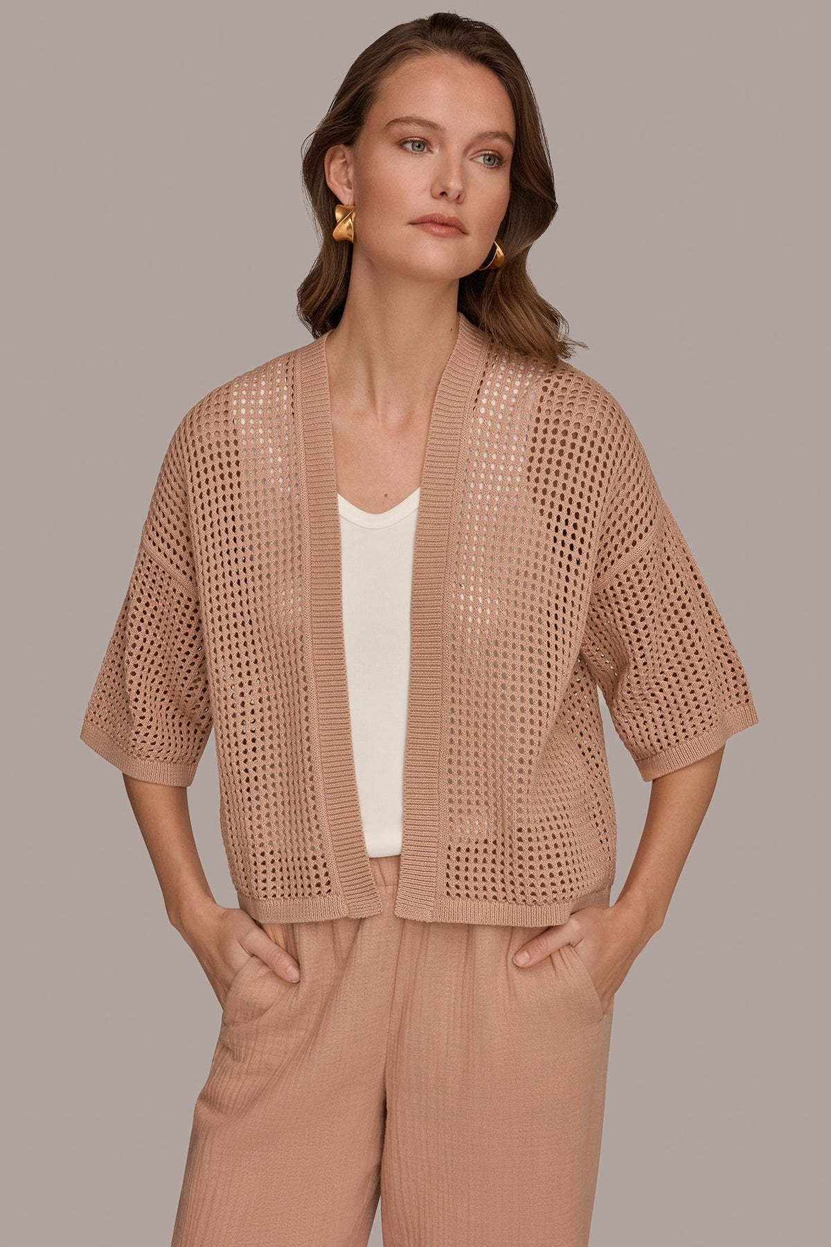 Donna Karan OPEN STITCH CARDIGAN
