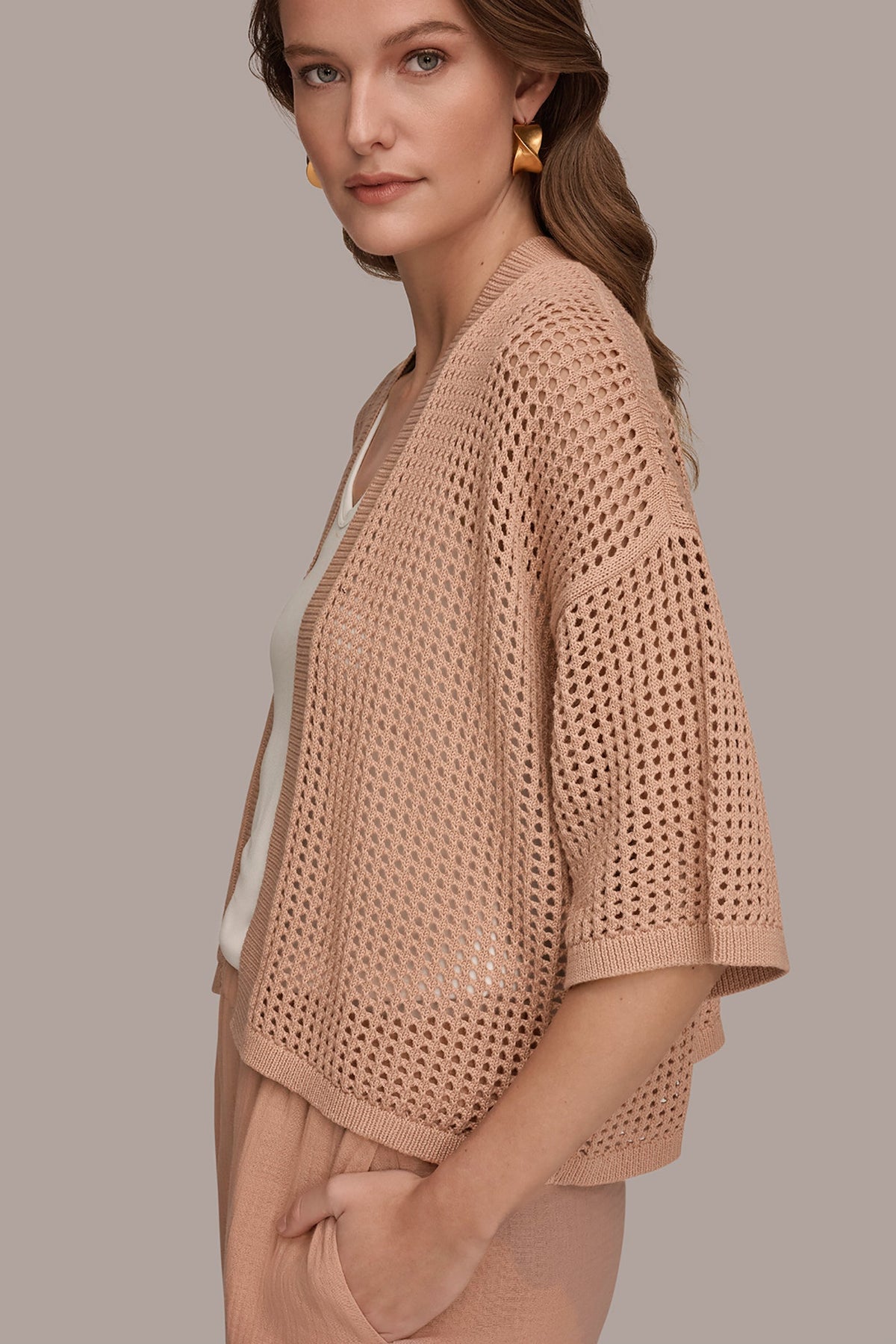 Donna Karan OPEN STITCH CARDIGAN