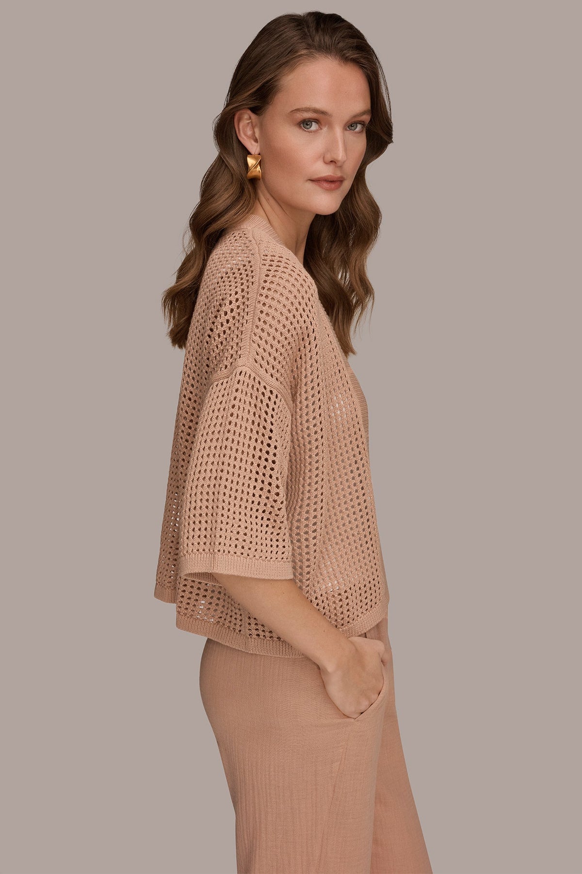 Donna Karan OPEN STITCH CARDIGAN