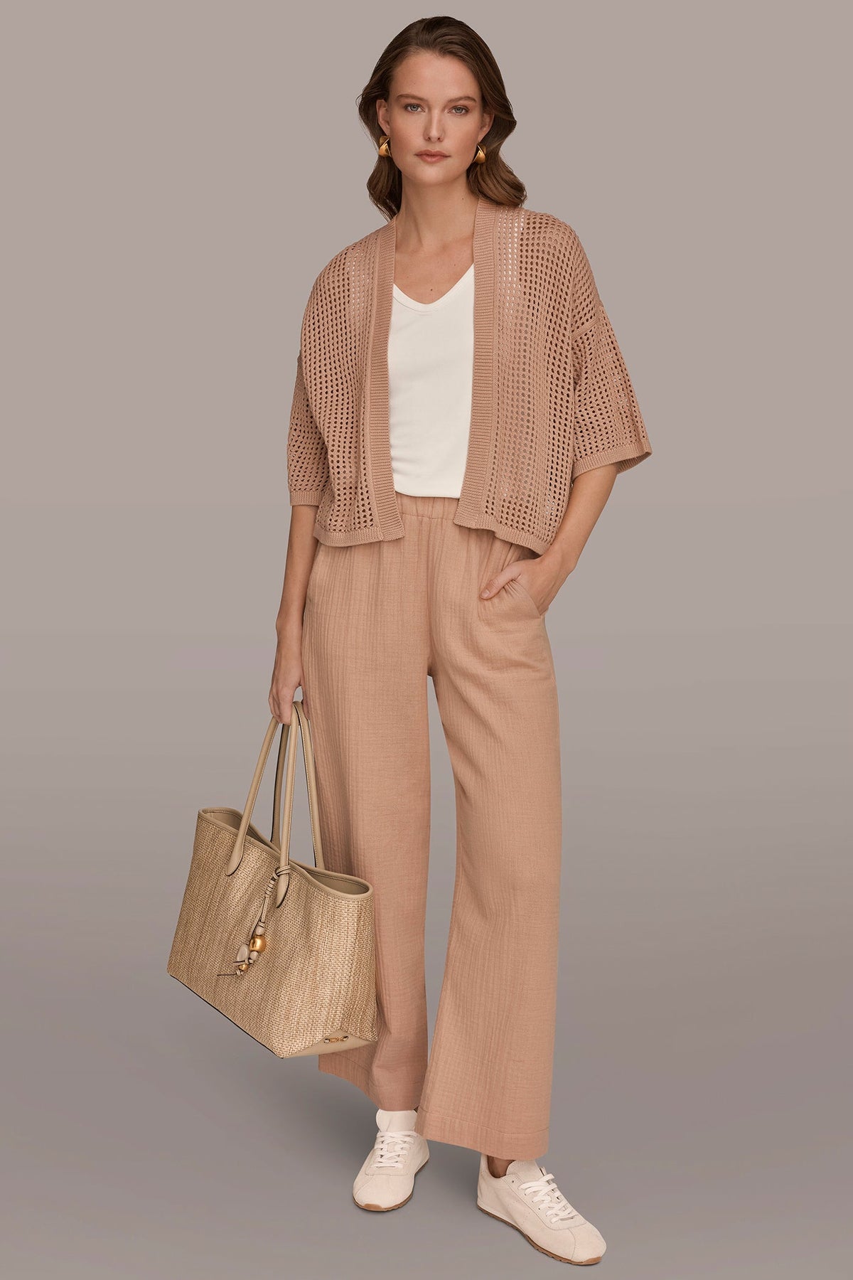 Donna Karan OPEN STITCH CARDIGAN