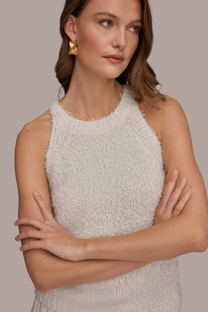 Donna Karan SLEEVELESS HALTER SWEATER TANK