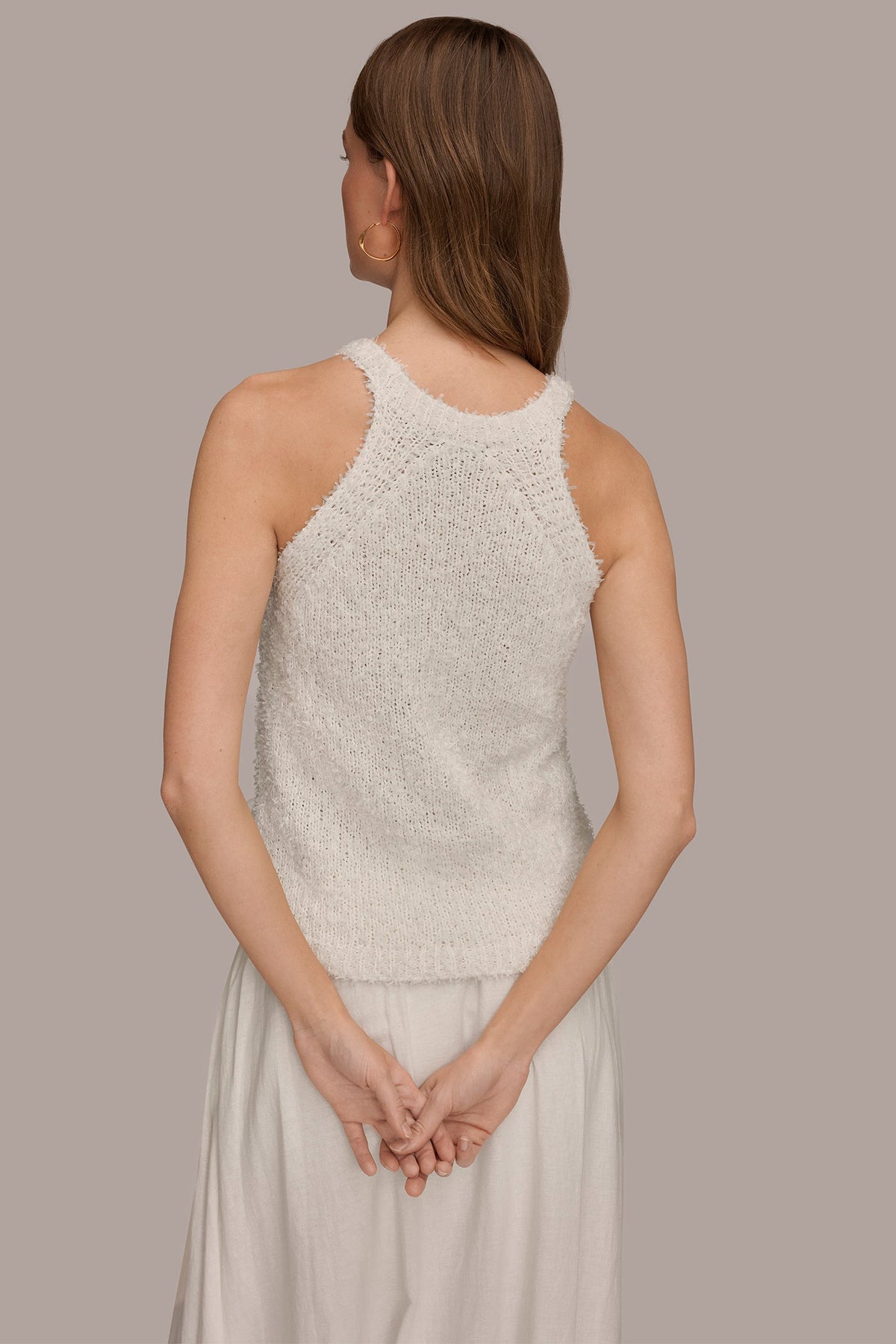 Donna Karan SLEEVELESS HALTER SWEATER TANK