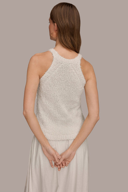 Donna Karan SLEEVELESS HALTER SWEATER TANK