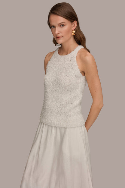 Donna Karan SLEEVELESS HALTER SWEATER TANK