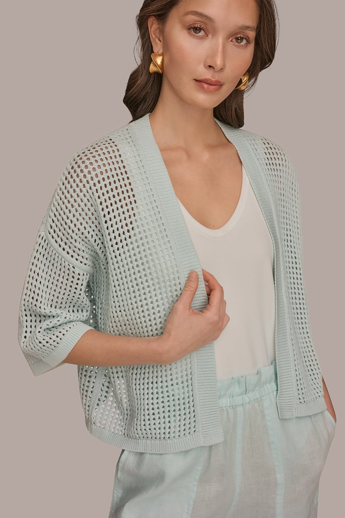 Donna Karan OPEN STITCH CARDIGAN