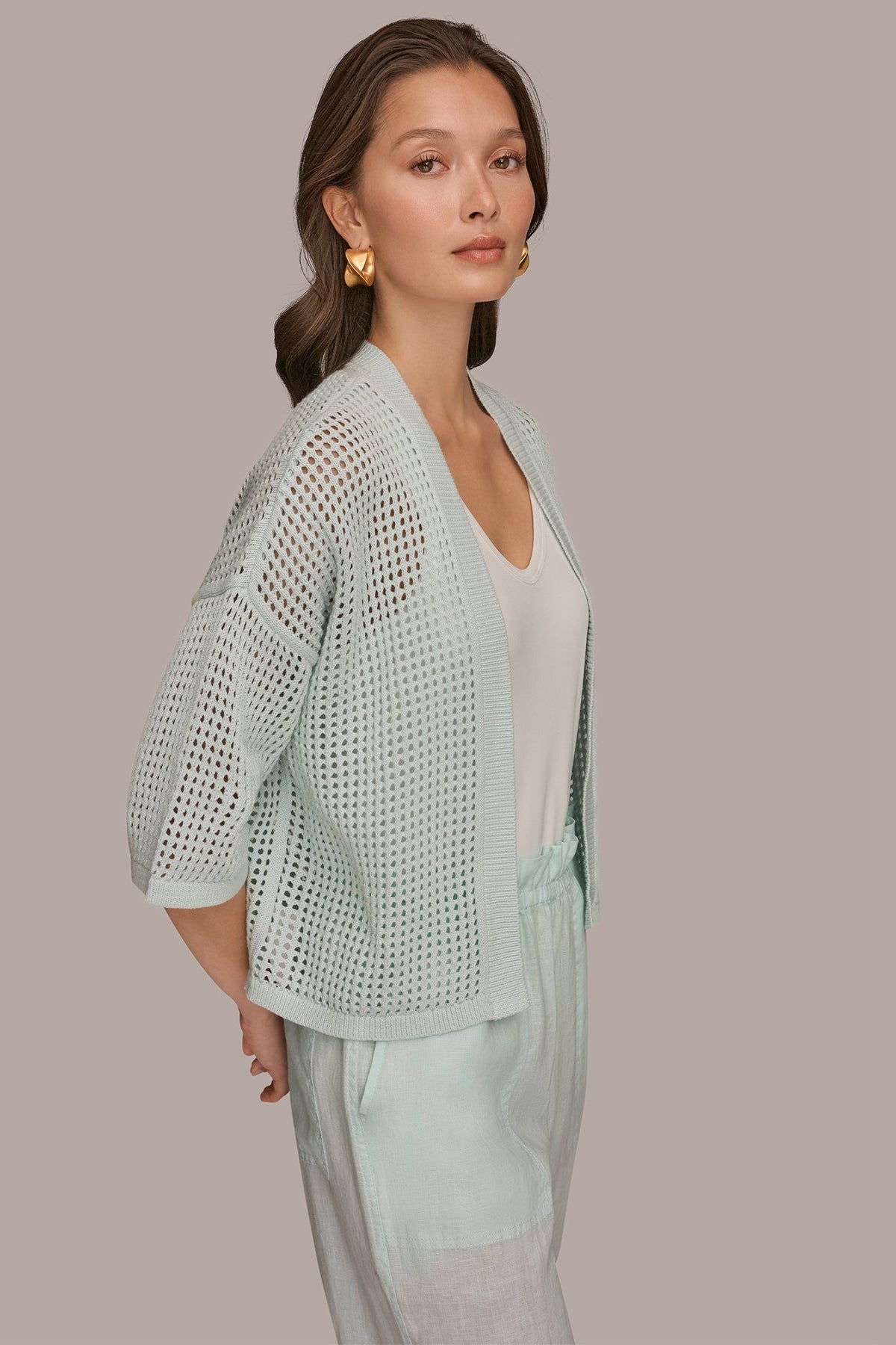 Donna Karan OPEN STITCH CARDIGAN