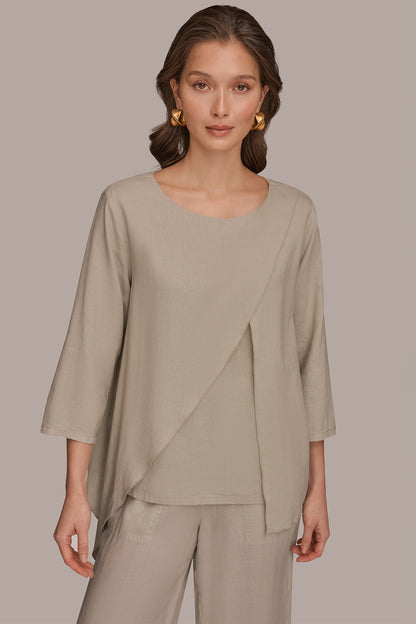 Donna Karan 3/4 SLEEVE OVERLAY BLOUSE