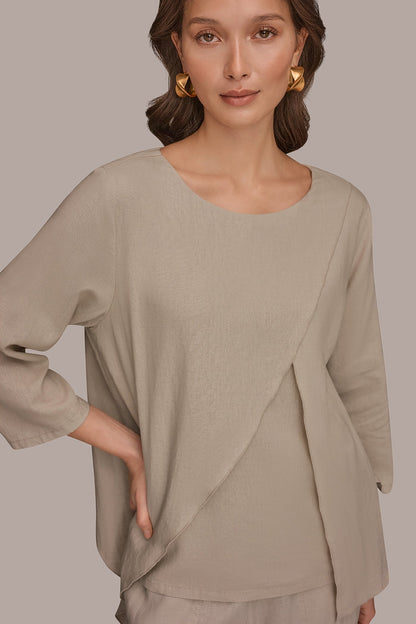 Donna Karan 3/4 SLEEVE OVERLAY BLOUSE