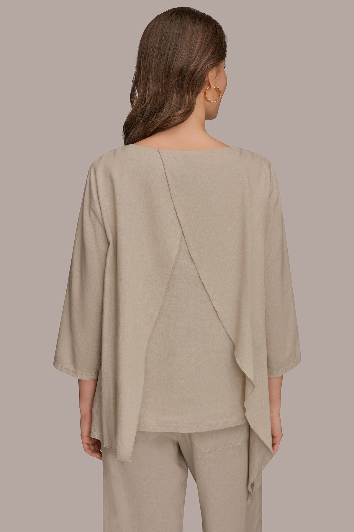 Donna Karan 3/4 SLEEVE OVERLAY BLOUSE