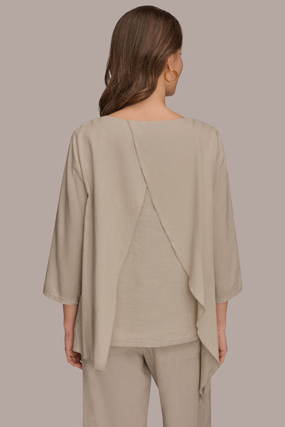 Donna Karan 3/4 SLEEVE OVERLAY BLOUSE