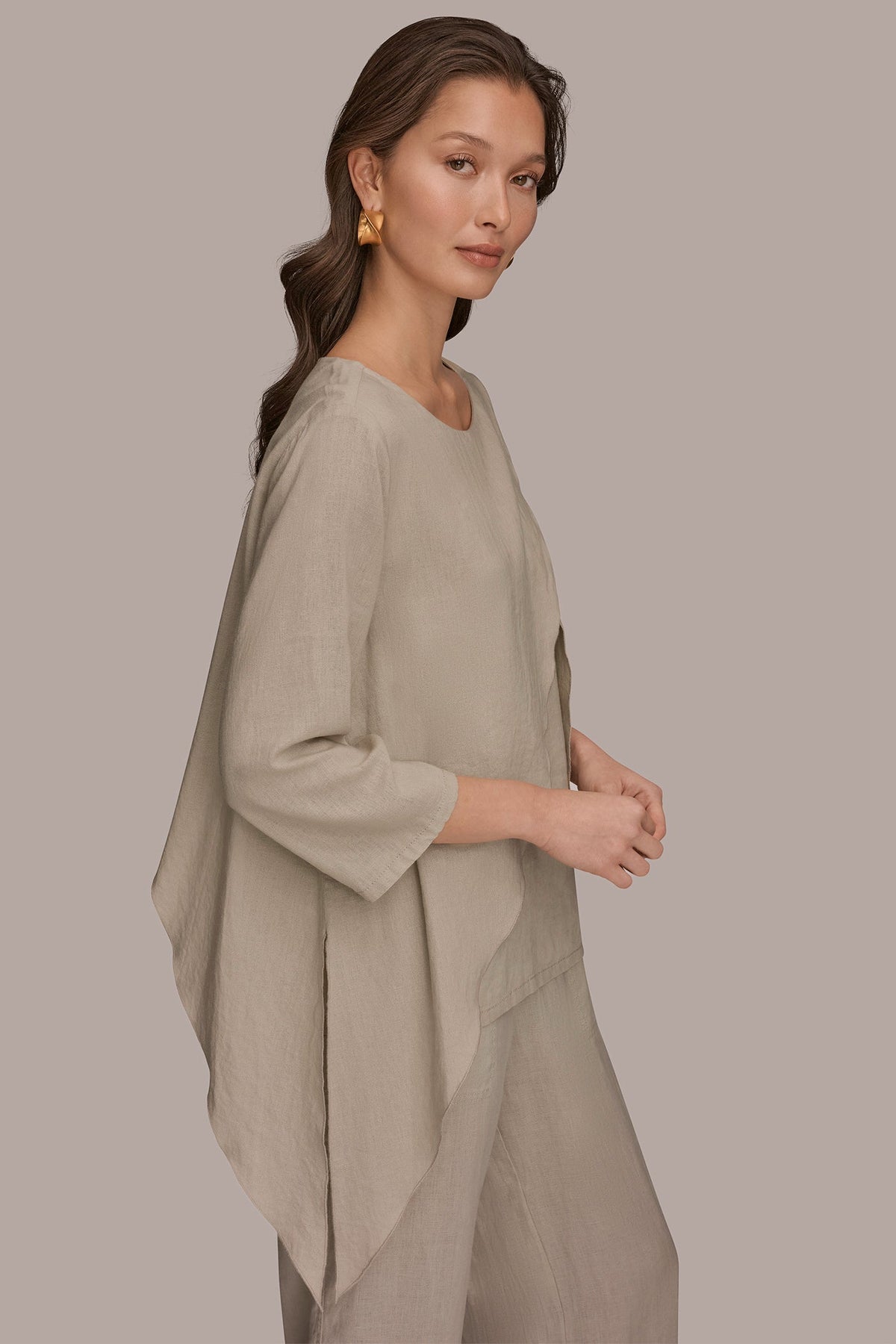 Donna Karan 3/4 SLEEVE OVERLAY BLOUSE