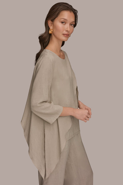 Donna Karan 3/4 SLEEVE OVERLAY BLOUSE
