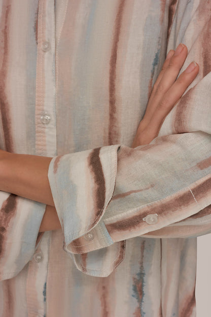 Donna Karan LONG SLEEVE STRIPE SHIRT
