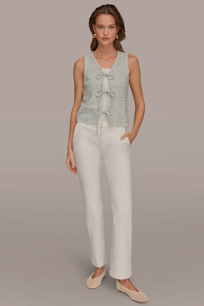 Donna Karan SLEEVELESS TIE-FRONT CARDIGAN
