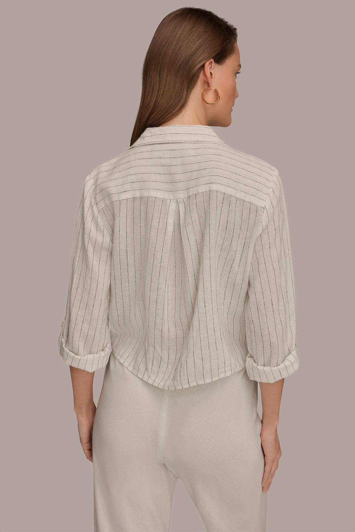 Donna Karan LONG SLEEVE TIE-FRONT BLOUSE
