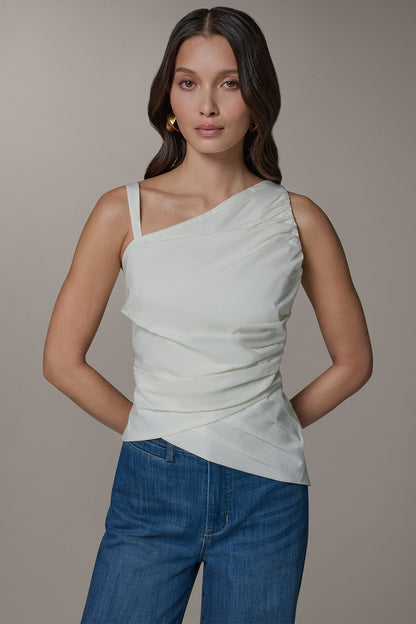 Donna Karan SLEEVELESS ASYMMETRIC BLOUSE