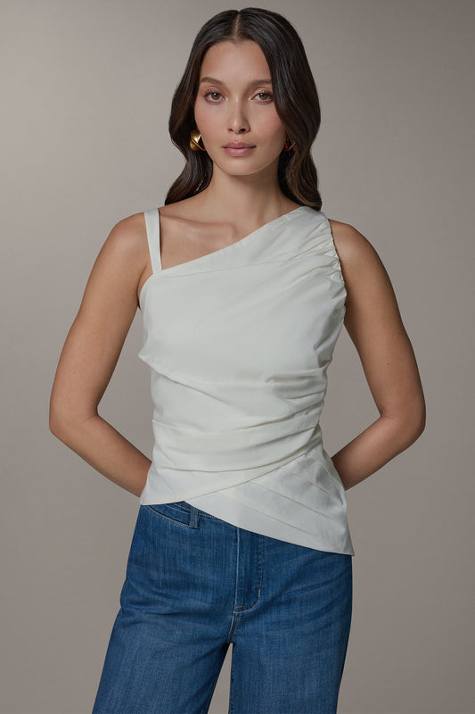 Donna Karan SLEEVELESS ASYMMETRIC BLOUSE