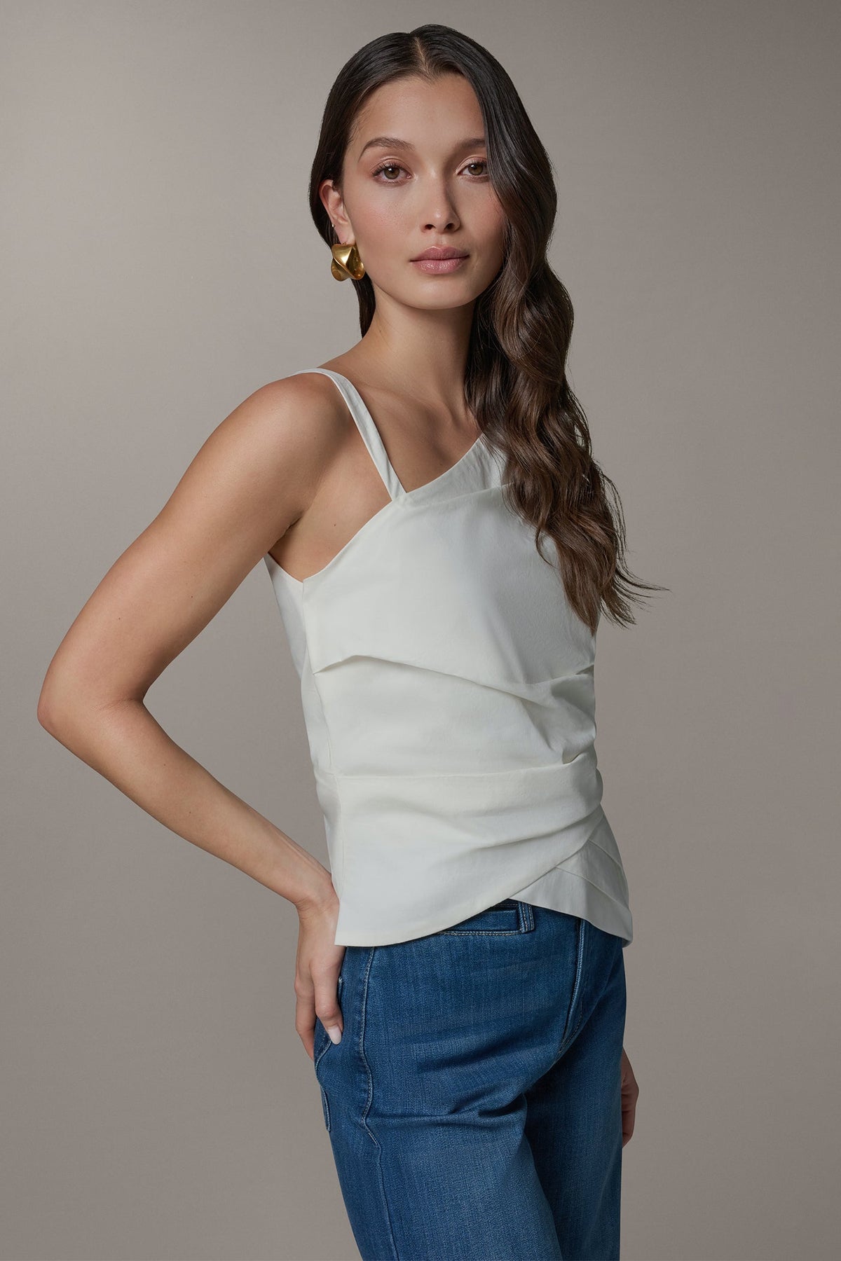 Donna Karan SLEEVELESS ASYMMETRIC BLOUSE