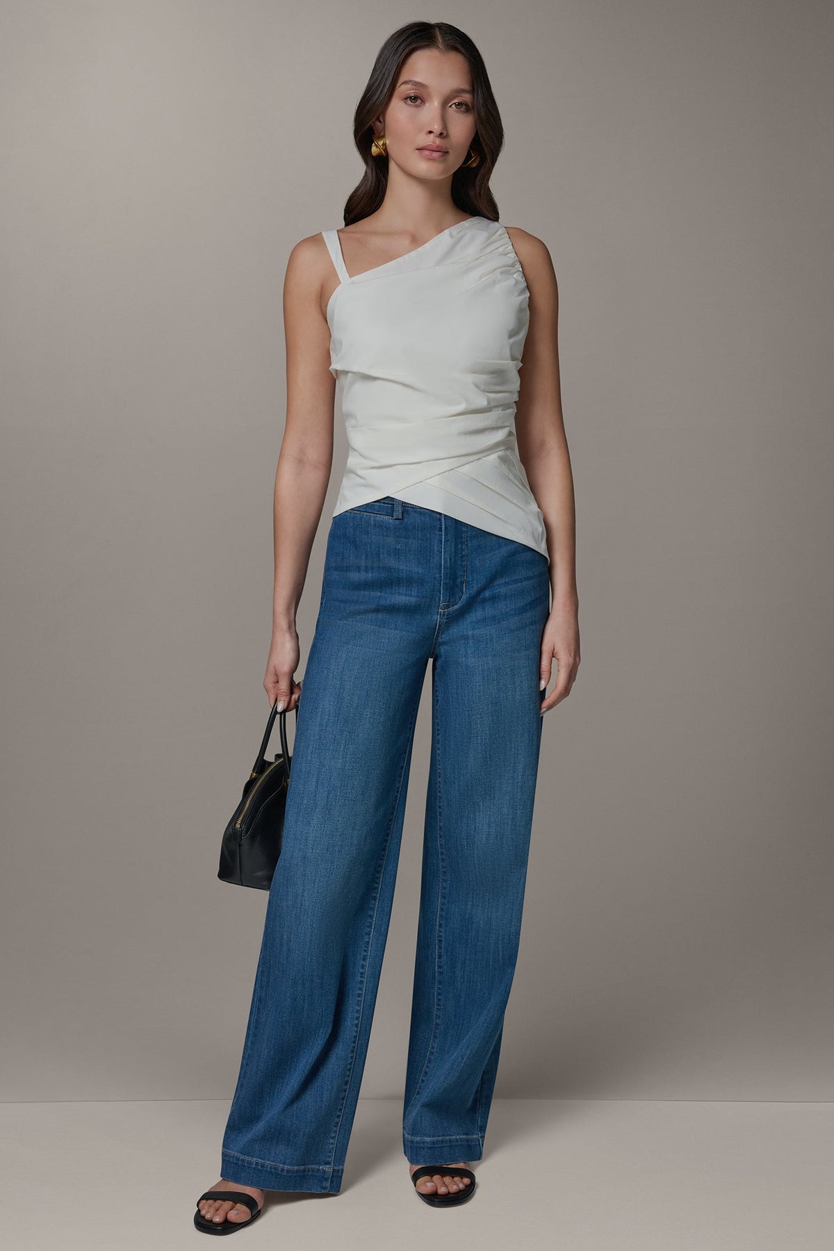 Donna Karan SLEEVELESS ASYMMETRIC BLOUSE