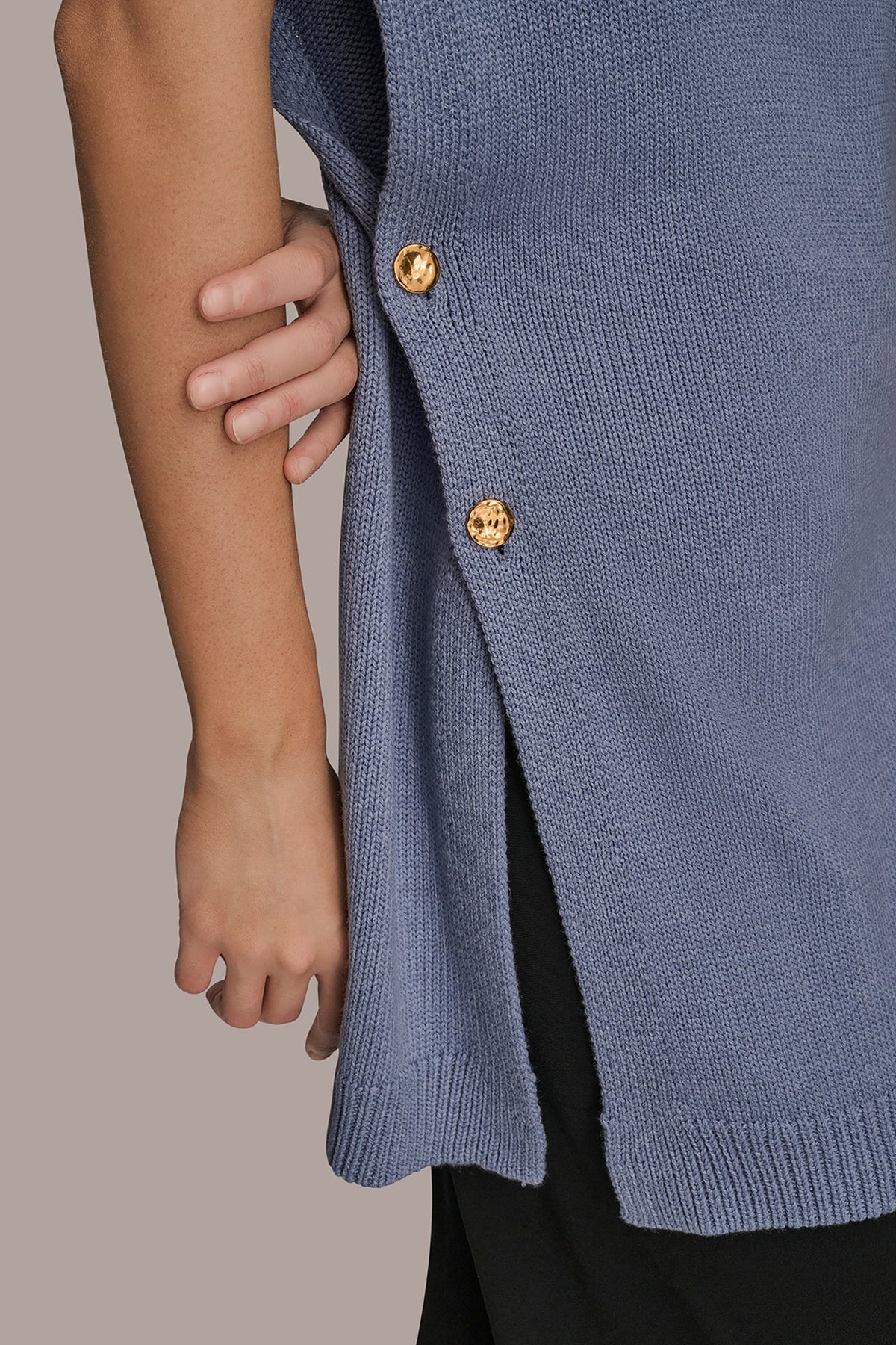 Donna Karan BUTTON-FRONT SWEATER CAPELET