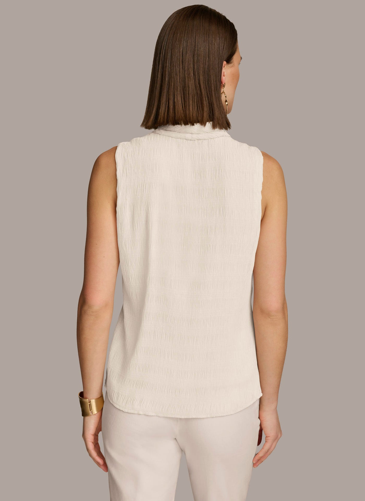 Donna Karan FAUX WRAP PEPLUM TOP