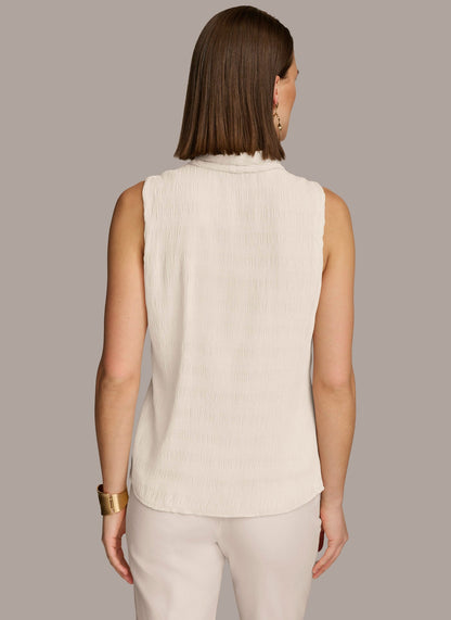 Donna Karan FAUX WRAP PEPLUM TOP