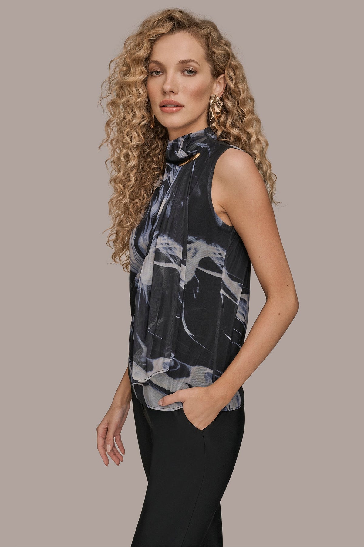 Donna Karan TIE-NECK HALTER BLOUSE