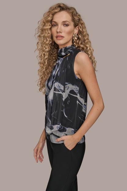 Donna Karan TIE-NECK HALTER BLOUSE