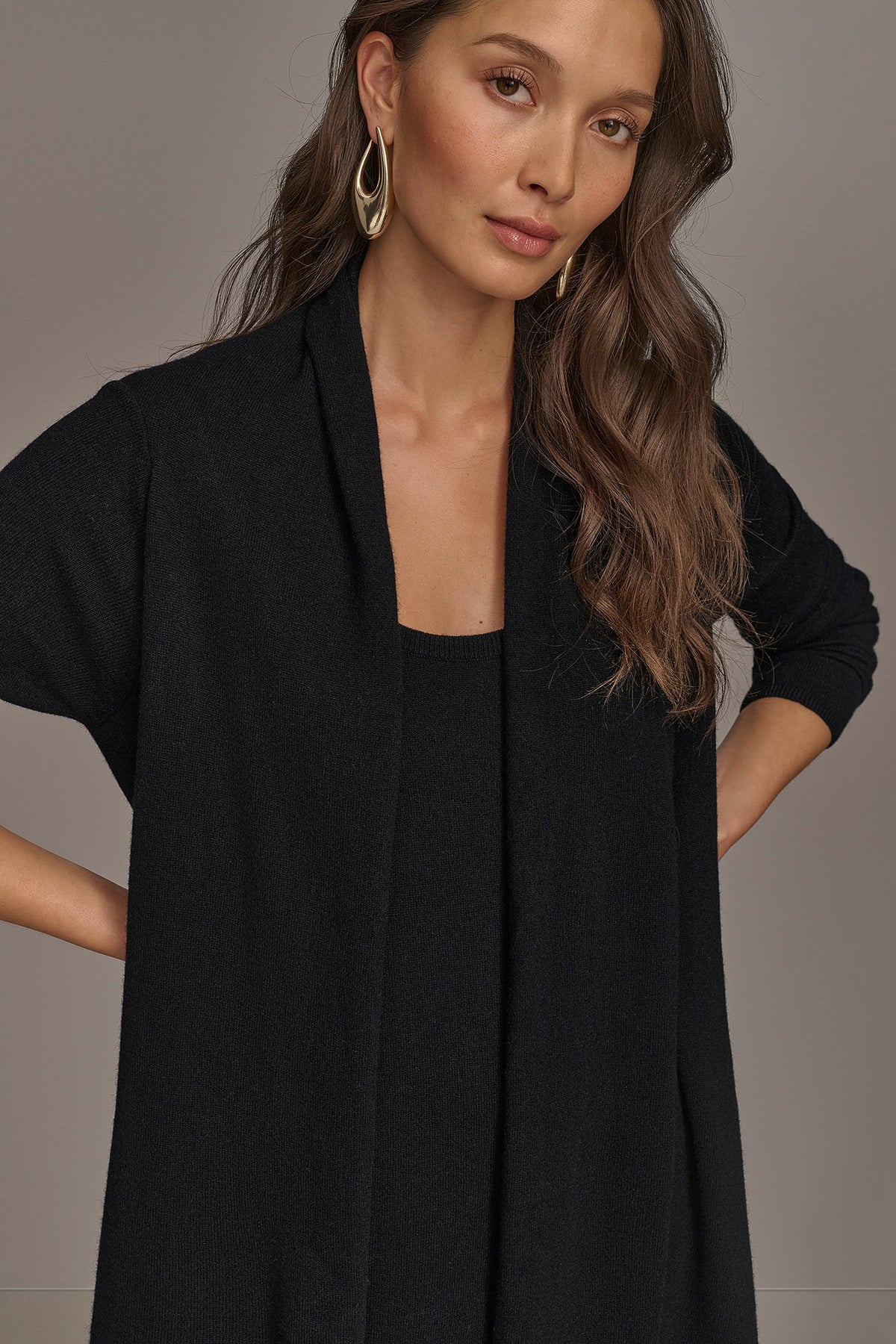 Donna Karan CASHMERE LONG SLEEVE CARDIGAN