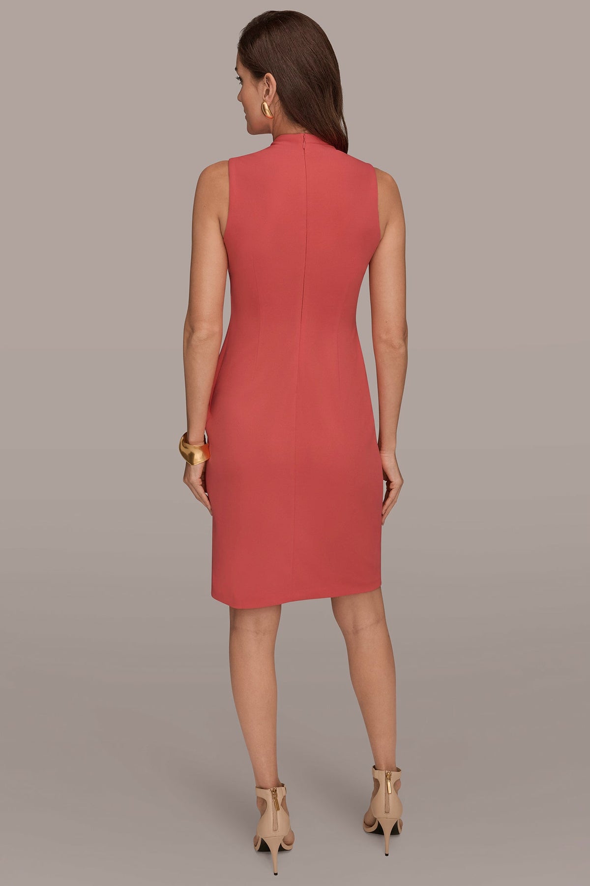 Donna Karan SLEEVELESS WRAP V-NECK SHEATH DRESS