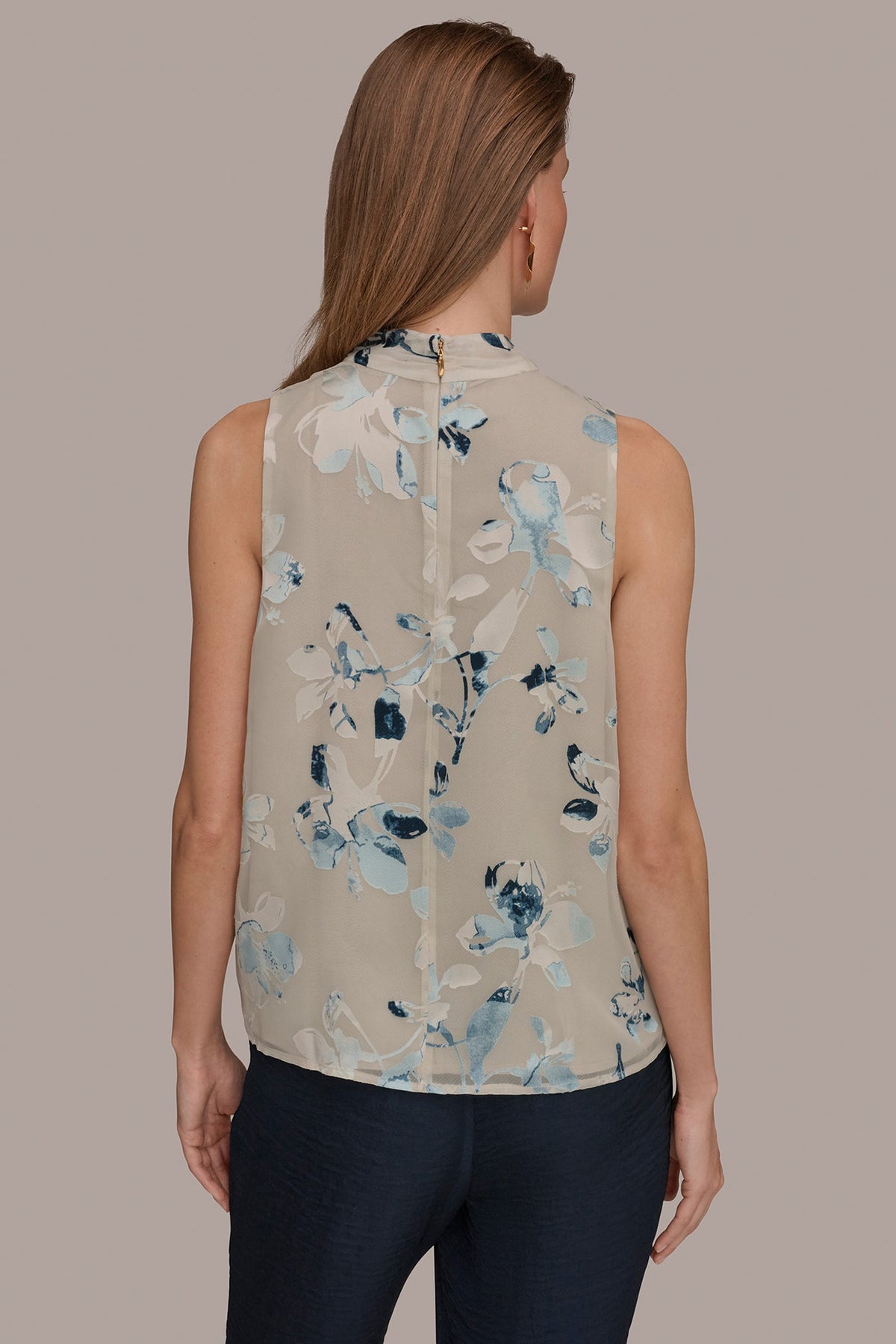 Donna Karan FLORAL CRISSCROSS TOP