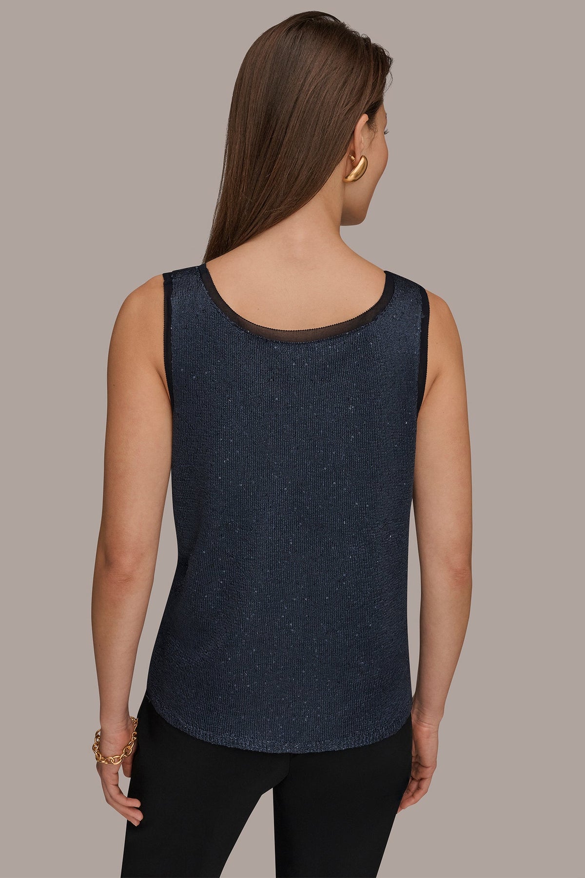 Donna Karan SCOOP-NECK SEQUIN SHELL TOP
