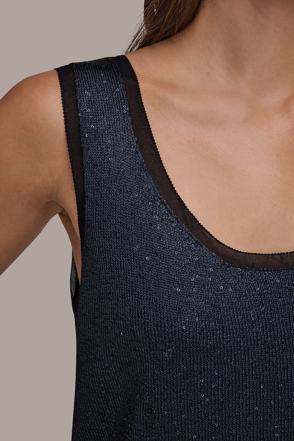 Donna Karan SCOOP-NECK SEQUIN SHELL TOP