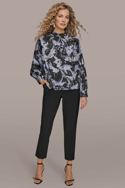 Donna Karan BUTTON-NECK BLOUSE