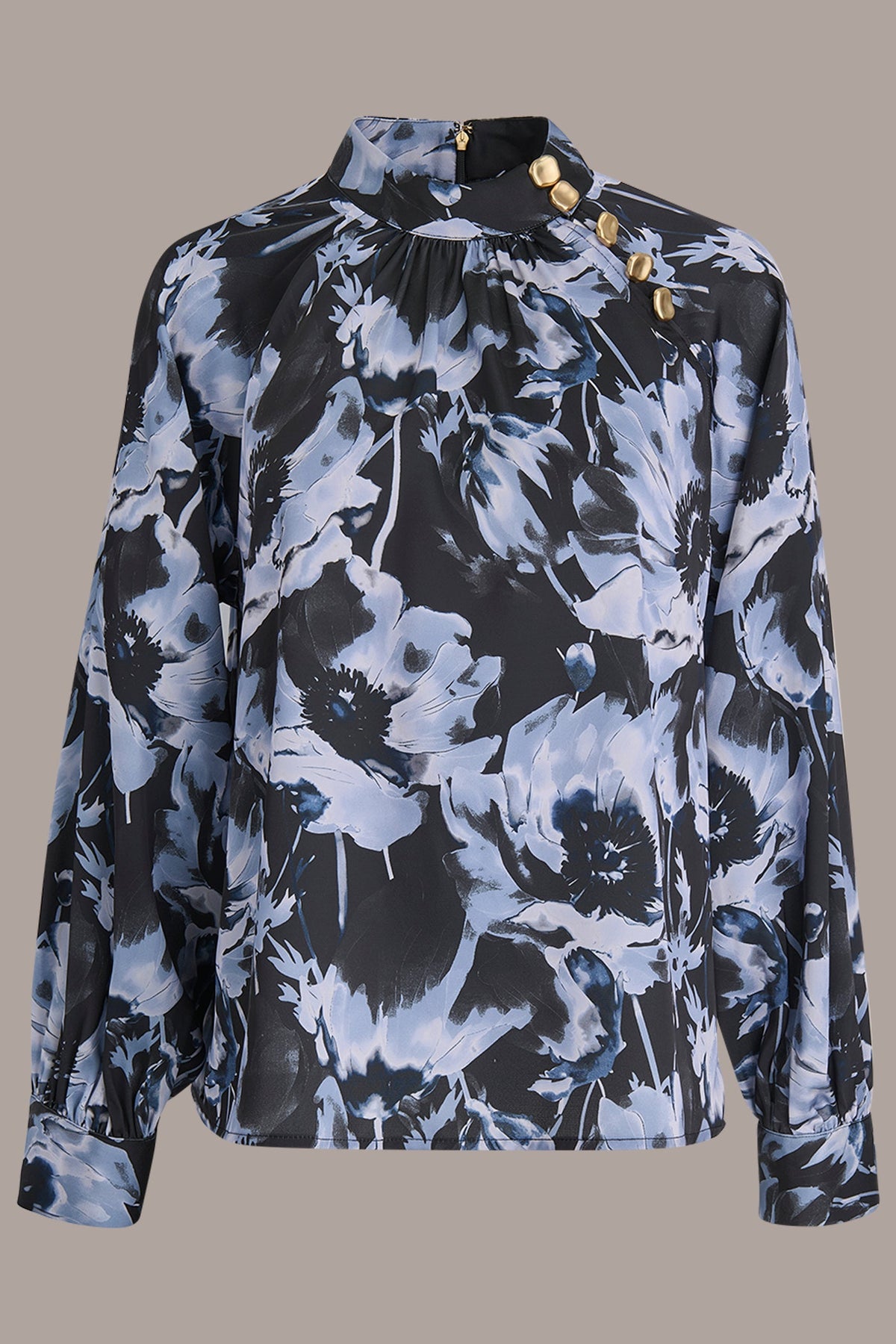Donna Karan BUTTON-NECK BLOUSE