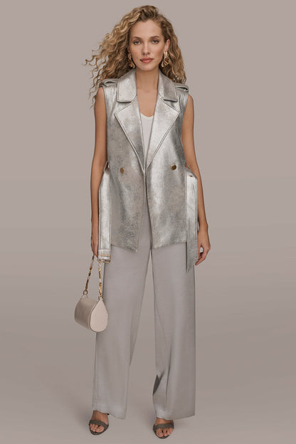 Donna Karan METALLIC BELTED VEST