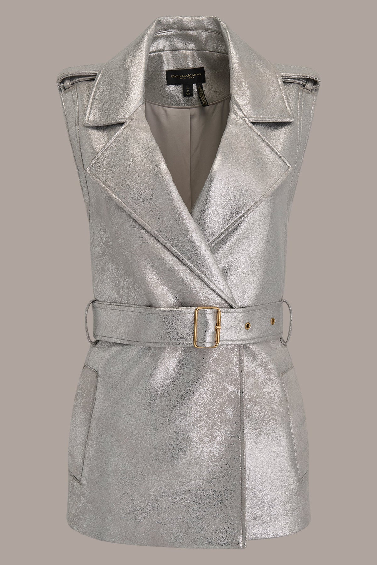 Donna Karan METALLIC BELTED VEST