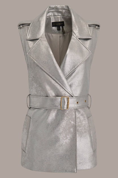 Donna Karan METALLIC BELTED VEST