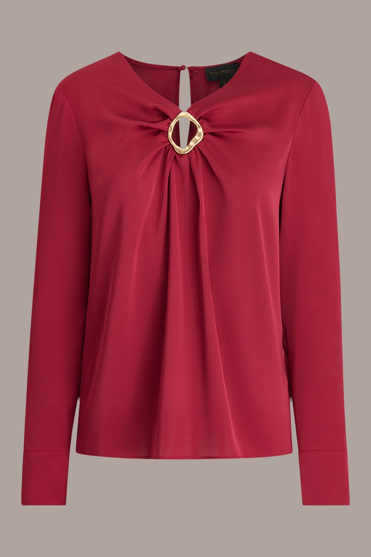 Donna Karan LONG SLEEVE RING V-NECK BLOUSE