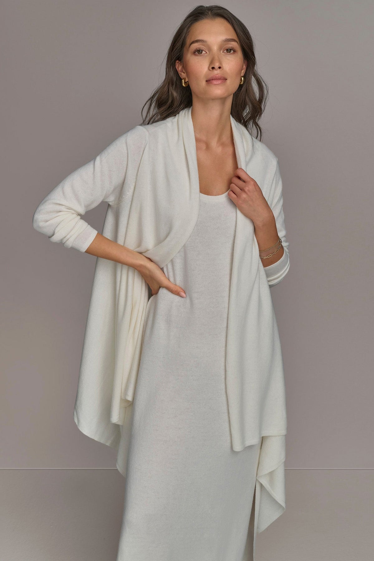 Donna Karan CASHMERE LONG SLEEVE CARDIGAN